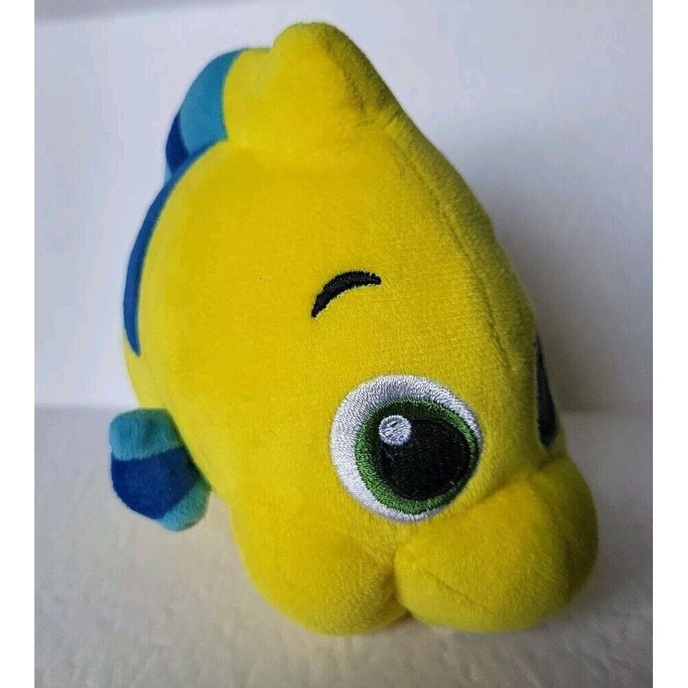 Disney Store 6" Flounder Plush - Mini BeanBag Little Mermaid Animator Collection